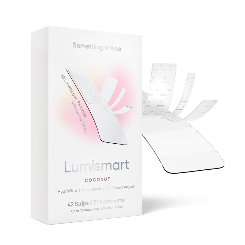 Something Nice Lumismart Whitening Strips - Dentist-Designed, Enamel Safe, up to 42 Treatments with Smart Adjust - Teeth Whitening Strips in Coconut for Sensitive Teeth - Image 1