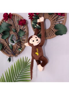 Little Monkey Long-armed Monkey Plush Toy Lie-prone Monkey Will Call Banana Monkey Curtain Monkey Doll Cartoon Grasping Machine Doll-Color:Brown-Height:55cm Expanded Length [ordinary Style]