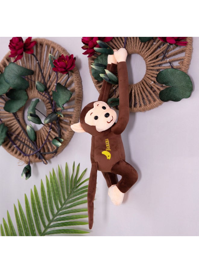 Generic - Little Monkey Long-armed Monkey Plush Toy Lie-prone Monkey Will Call Banana Monkey Curtain Monkey Doll Cartoon Grasping Machine Doll-Color:Brown-Height:55cm Expanded Length [ordinary Style] - Image 1