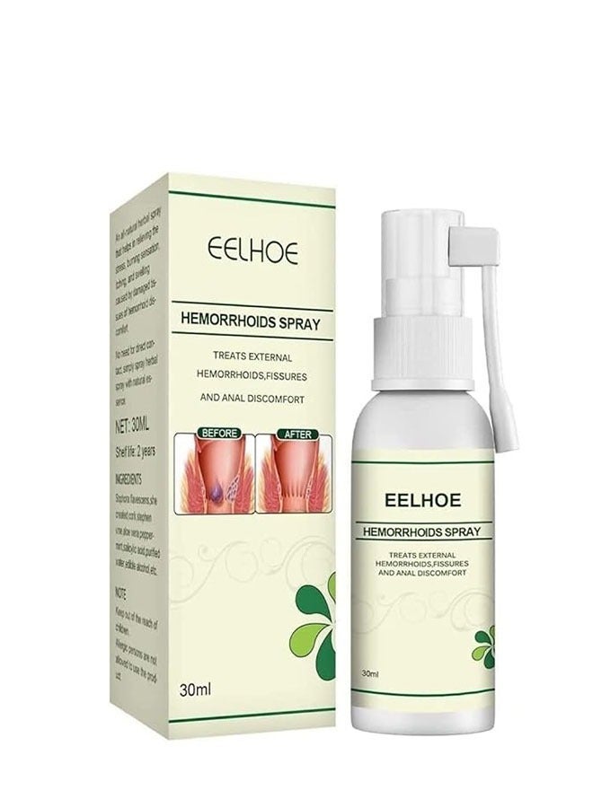 EELHOE Hemorrhoids Spray to Eliminate Hemorrhoids, Body Care to Relieve Itching and Swelling Hemorrhoids Spray, Relieve Hemorrhoid Swelling and Pain, Soothing Spray 30ml  - Image 1
