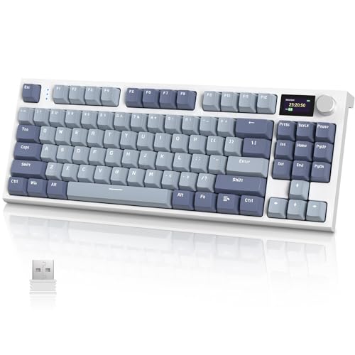 MAMBASNAKE ATTACK SHARK K86 Wireless Mechanical Keyboard with 1.2" TFT Color Display & CNC Knob,Hot Swappable RGB Backlit,2.4GHz/BT/Wired Modes,Customizable Blue Whale Switch,PBT Keycaps for WIN/MAC (Lavender) - Image 1