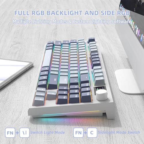 MAMBASNAKE ATTACK SHARK K86 Wireless Mechanical Keyboard with 1.2" TFT Color Display & CNC Knob,Hot Swappable RGB Backlit,2.4GHz/BT/Wired Modes,Customizable Blue Whale Switch,PBT Keycaps for WIN/MAC (Lavender) - Image 5