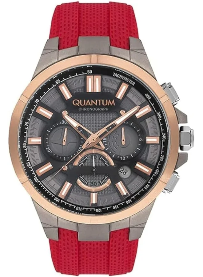Quantum Men's Quartz Movement Watch, Chronograph Display and Titanium Silicone Strap - TTG1003.068, Red