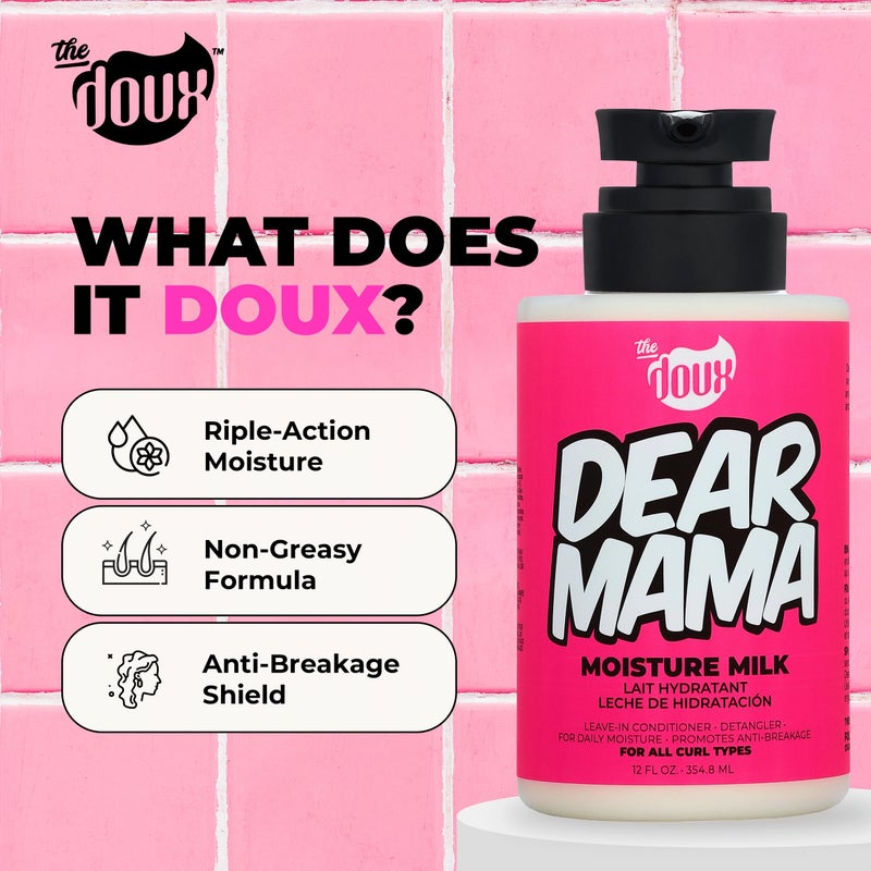 The Doux DEAR MAMA Moisture Milk â€“ Leave In Conditioner for Curly Hair with Aloe & Pineapple â€“ Curl Refresher, Detangler & Deep Conditioner for Natural Hair Care - Image 4