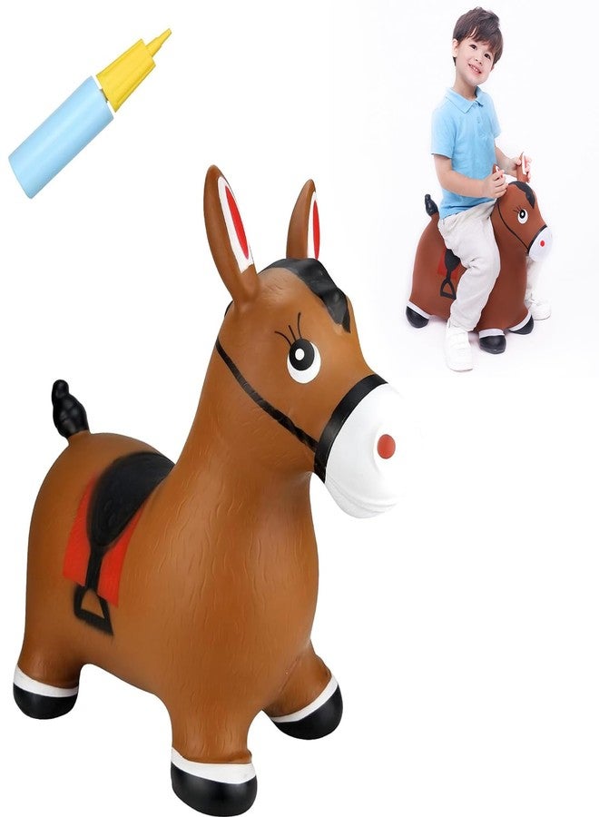INPANY Bouncy Horse Hopper Toys, Toddlers Bouncing Farm Animals, Inflatable Jumping Hopping Horse, Ride on Rubber Bouncer for Kids, Outdoor Indoor Cool Birthday Gifts for 2 3 4 Year Old Girl Boy - Image 1
