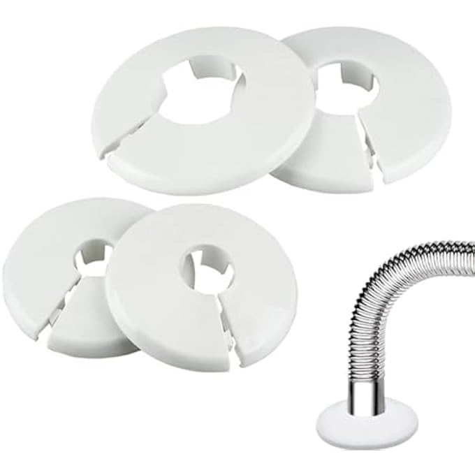 10X RADIATOR PIPE COVERS ROUND SHAPE UNIVERSAL MULTIPURPOSE INDOOR/OUDOOR RADIATOR DECORATION COLLER COVERS WHITE - Image 1