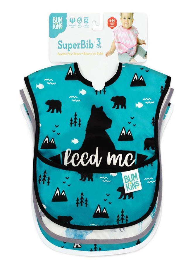 Bumkins Bibs for Girl or Boy, SuperBib Baby and Toddler for 6-24 Months, Essential Must Have for Eating, Feeding, Baby Led Weaning Supplies, Mess Saving Catch Food, 3-pk Outdoors and Wildlife - Image 4