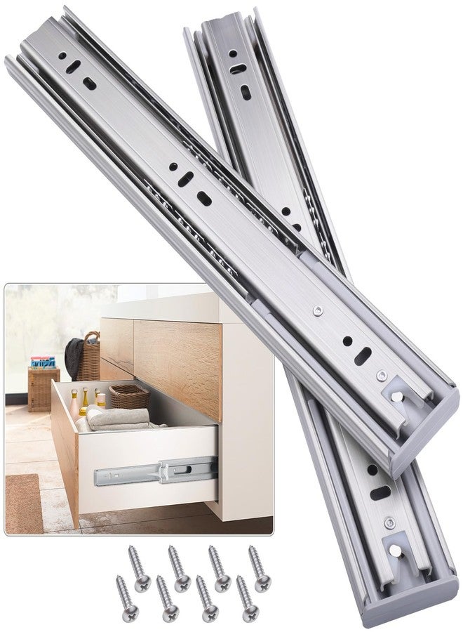 VAGUDE Soft Close Stainless Steel Drawer Slides 1 Pair Full Extension 10 12 14 16 18 20 22 24 inch Side Mount Dresser Cabinet Replacement Ball Bearing Rails Runner 100LB (Stainless soft close 12 Inch) - Image 1