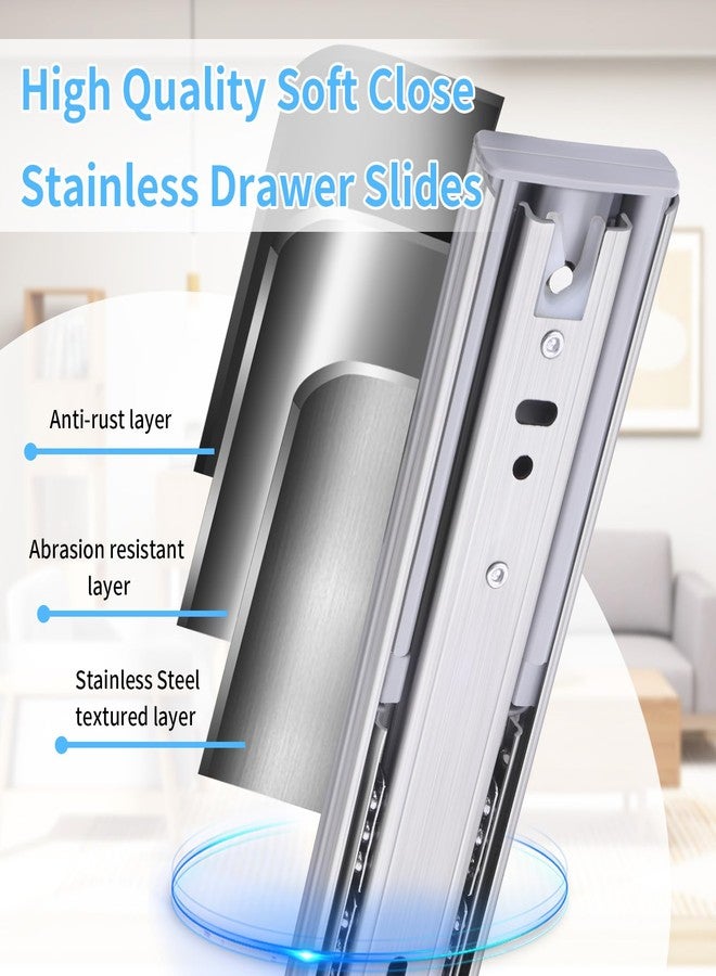 VAGUDE Soft Close Stainless Steel Drawer Slides 1 Pair Full Extension 10 12 14 16 18 20 22 24 inch Side Mount Dresser Cabinet Replacement Ball Bearing Rails Runner 100LB (Stainless soft close 12 Inch) - Image 3