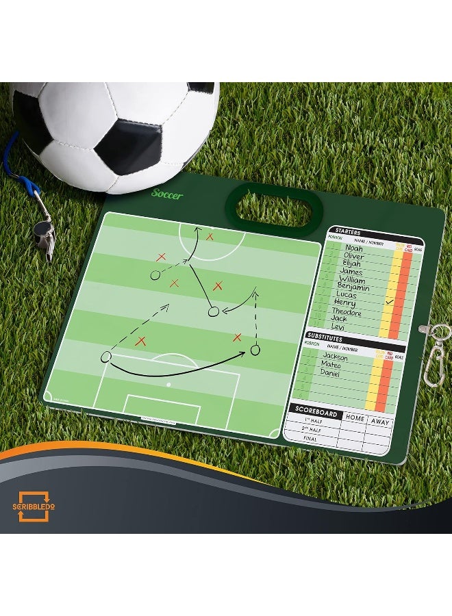 Scribbledo Soccer Dry Erase Coaching Board 15"x10.5" Soccer Whiteboard for Coaches 2 White Board Markers for Soccer Coaching Equipment Accessories Tactics Field Board Making it the Perfect Coach Gifts - Image 2