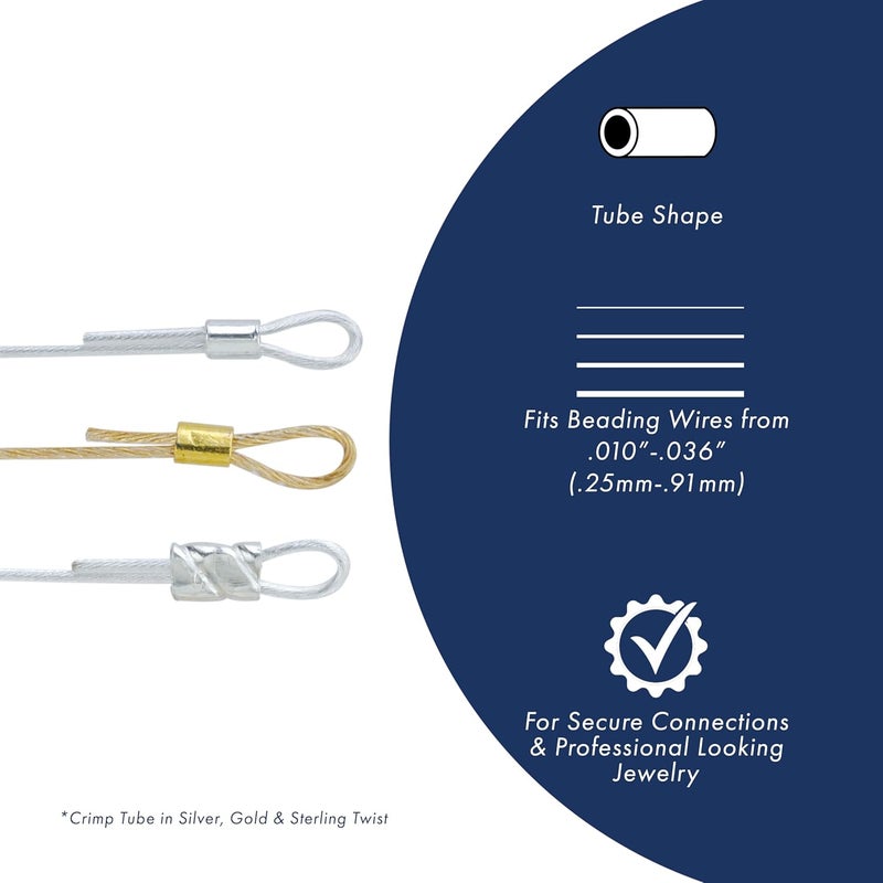 Beadalon Gold Crimp Tubes - 6-Pack of 2.5 mm O.D. Beads for Jewelry Making - Image 2