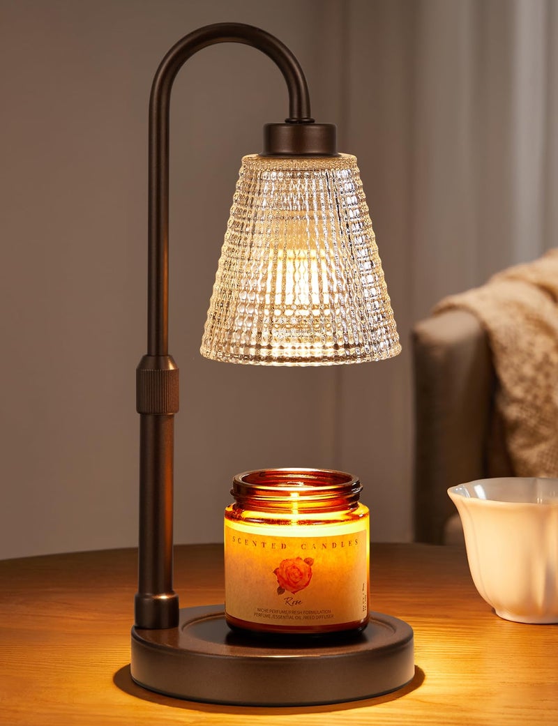 Innqoo Brown Candle Warmer Lamp with Timer, Dimmable Candle Warmer for Jar Candles, Height Adjustable Wax Melts Warmer, Birthday Gifts for Women Mom, House Warming Gifts New Home Decor - Image 1