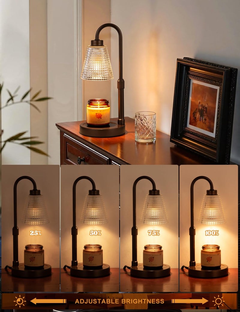 Innqoo Brown Candle Warmer Lamp with Timer, Dimmable Candle Warmer for Jar Candles, Height Adjustable Wax Melts Warmer, Birthday Gifts for Women Mom, House Warming Gifts New Home Decor - Image 2