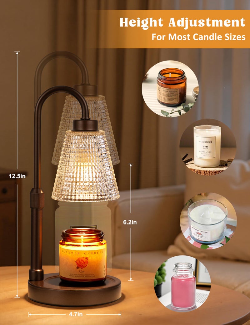 Innqoo Brown Candle Warmer Lamp with Timer, Dimmable Candle Warmer for Jar Candles, Height Adjustable Wax Melts Warmer, Birthday Gifts for Women Mom, House Warming Gifts New Home Decor - Image 4