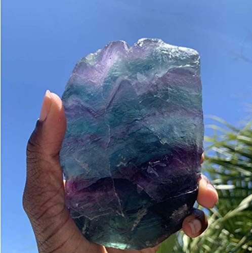 Zenkeeper 1 Lb Large Rough Fluorite Stone Raw Fluorite Crystal Stone Natural Rainbow Fluorite Purple Fluorite Green Fluorite Crystal Stone Mineral Specimen Gemstone Healing Crystals and Stones - Image 3