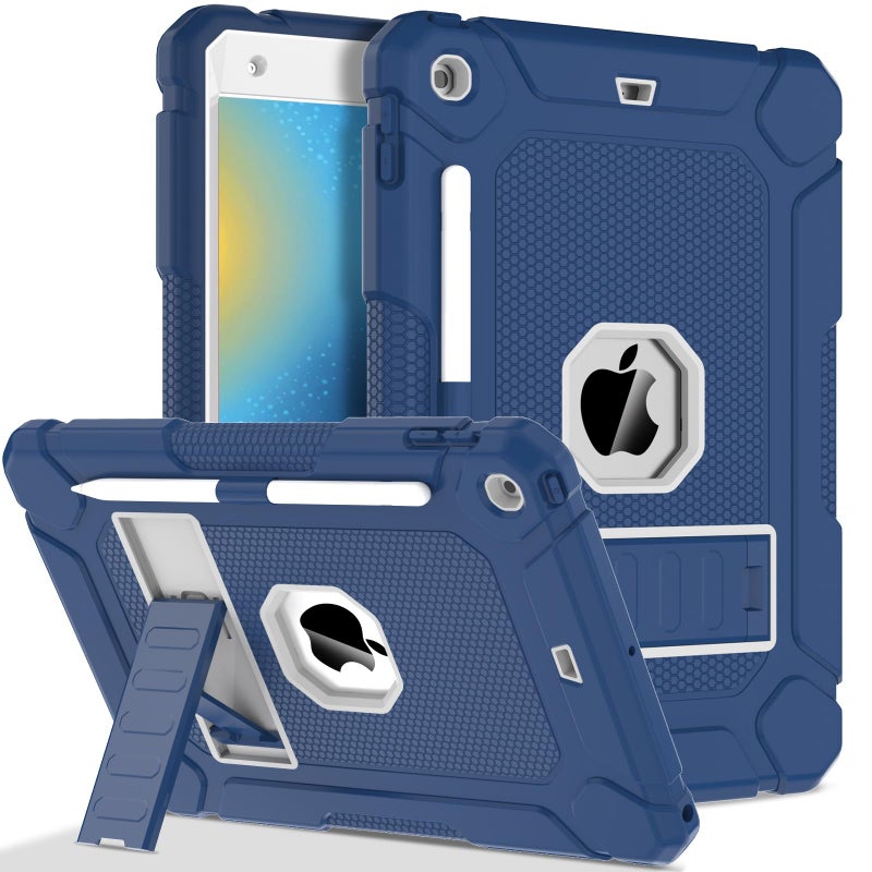 LTROP Case for iPad 9th 8th 7th Generation 20212020 2019 iPad 102 Case with Pencil Holder Kickstand Hybrid Shockproof Rugged Protective Cover for iPad 9 8 7 Gen 102 Inch Blue and Grey