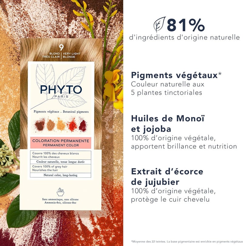 PHYTO PARIS Permanent Hair Color - Very Light Blonde 9 with Botanical Pigments - Image 3