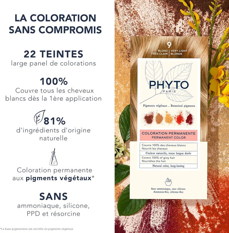 PHYTO PARIS Permanent Hair Color - Very Light Blonde 9 with Botanical Pigments - Image 2