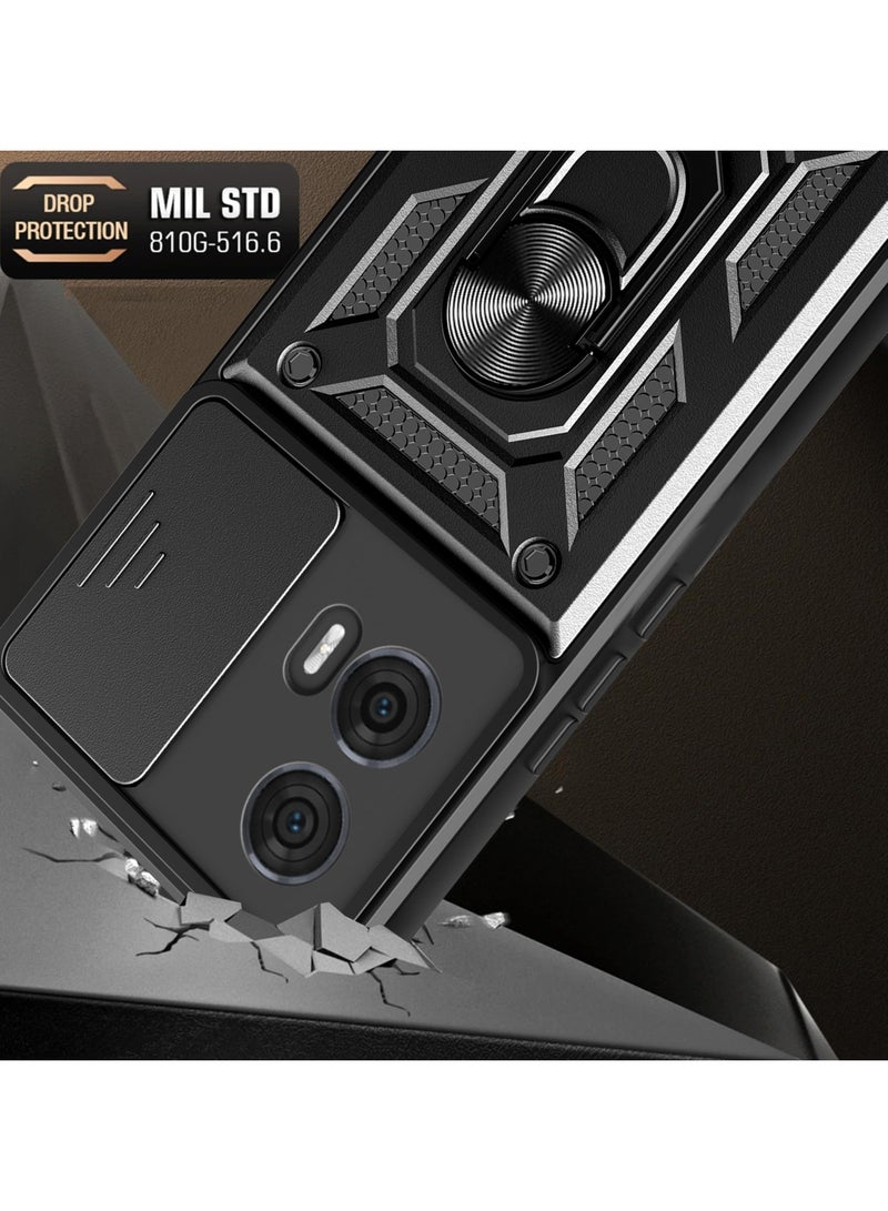 اليشمك for Motorola Edge 50 Fusion Case, Slide Camera Lens Cover, Magnetic Ring Holder Kickstand Protective Phone Case for Motorola Edge 50 Fusion, Blue - Image 2