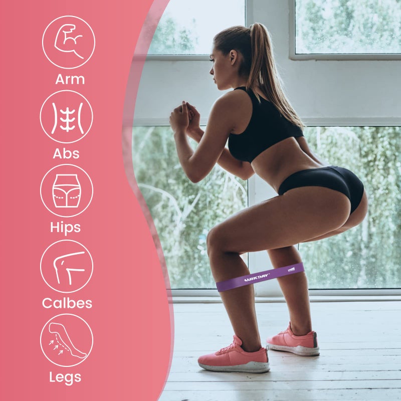 WIKDAY Resistance Bands for Working Out Exercise Loop Bands Workout Bands Set for Men Women Body Stretching, Training, Home Workout, Physical Therapy, Booty Legs, Set of 5 (Pink Purple) - Image 4