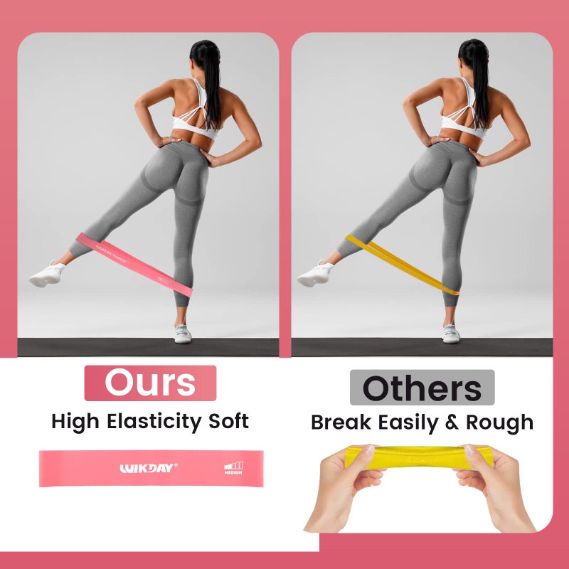 WIKDAY Resistance Bands for Working Out Exercise Loop Bands Workout Bands Set for Men Women Body Stretching, Training, Home Workout, Physical Therapy, Booty Legs, Set of 5 (Pink Purple) - Image 5