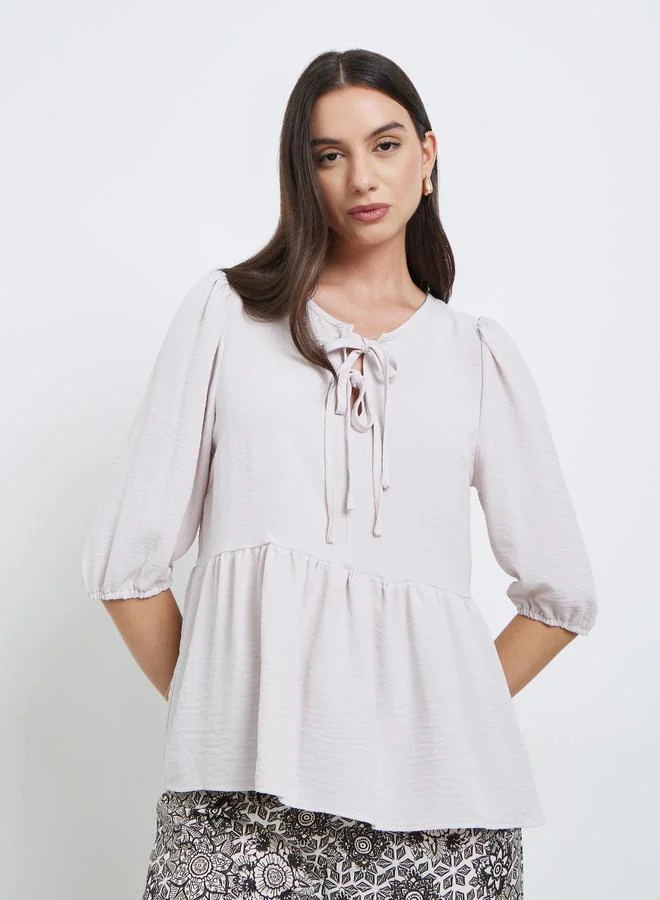 Take Two Take Two Ruffle Hem Tops and All-Over Printed Pants Set