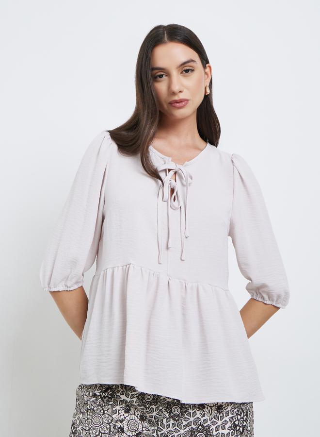 Take Two Ruffle Hem Tops and All-Over Printed Pants Set - Image 2