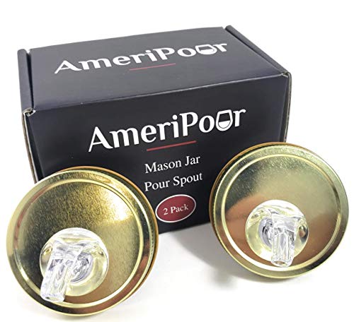 AmeriPour Mason Jar Pour Spouts - For Moonshine And Whiskey - Made 100% In The USA. Free Flow Mason Jar Spouts That Don't Leak - No Cracks, Just A Perfect Cocktail Pour Everytime. 2 Pack - Image 1