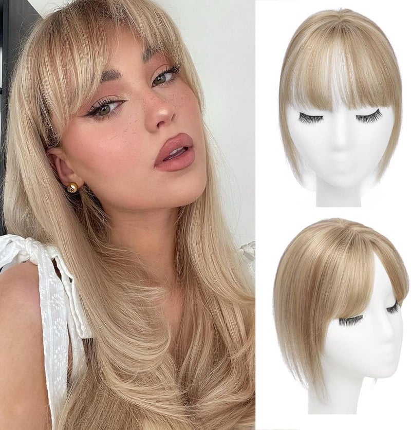 Molefi Hair Toppers for Women Real Human Hair with Bangs Topper Hair Extensions Top Hair Pieces for Thinning Hair Wiglets Premium Remy HairMedium ash blonde mix