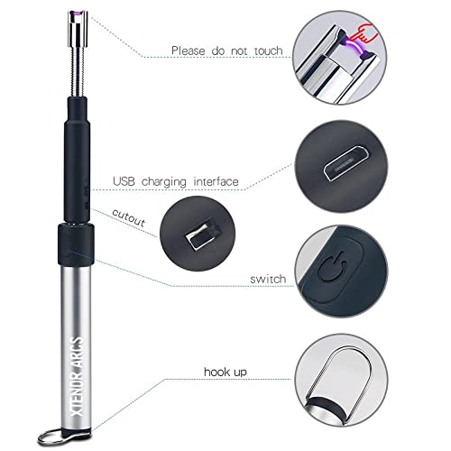 XTENDR ARCS V2 Extendable 2.5 Feet. Arc Extra Long Lighter, Flameless Fireplace Stove Electric Candle Lighter, Long Neck Lighter for Pilot Light, Grilling, Firepit, Kitchen, BBQ Lighter (Silver) - Image 4