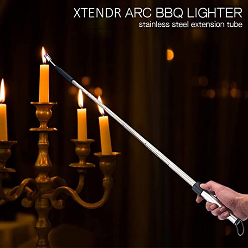 XTENDR ARCS V2 Extendable 2.5 Feet. Arc Extra Long Lighter, Flameless Fireplace Stove Electric Candle Lighter, Long Neck Lighter for Pilot Light, Grilling, Firepit, Kitchen, BBQ Lighter (Silver) - Image 3
