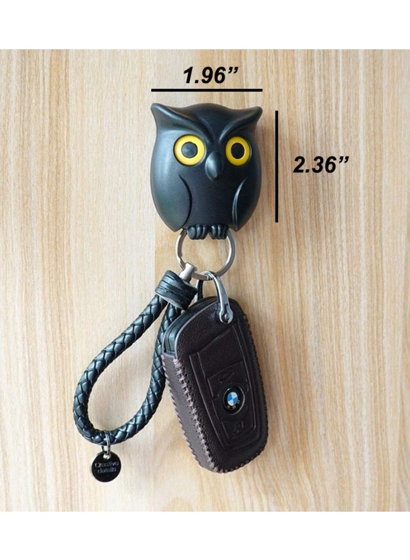 2PCS Cute Magnetic Owl Key Holder Set, Wall-Mounted, Automatic Open-Close Eyes, Perfect for Home Organization and Key Storage