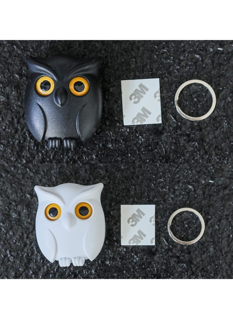 2PCS Cute Magnetic Owl Key Holder Set, Wall-Mounted, Automatic Open-Close Eyes, Perfect for Home Organization and Key Storage