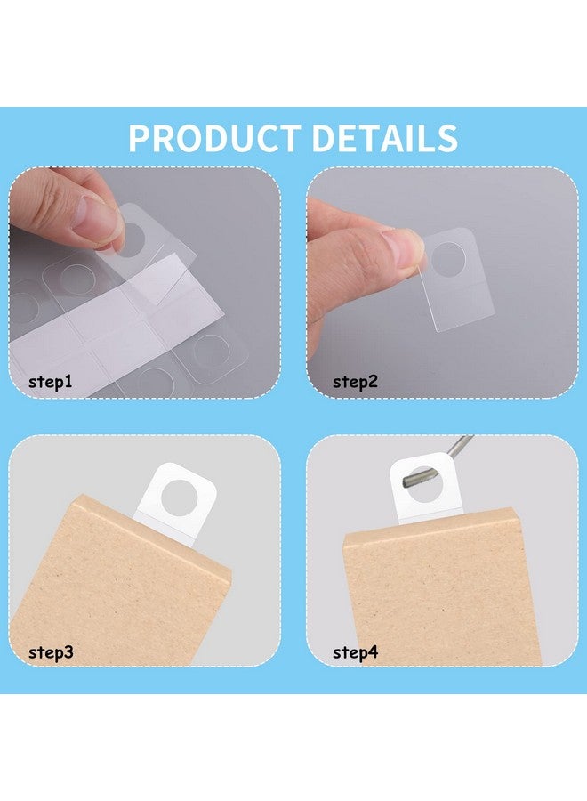 Generic 300 Pcs Clear Self Adhesive Folding Hang Tabs Plastic Round Hole Sticky Hang Tabs Heavy Duty For Store Retail Small Sale Items Hanging Display (1.3X0.9 Inch)  - Image 2