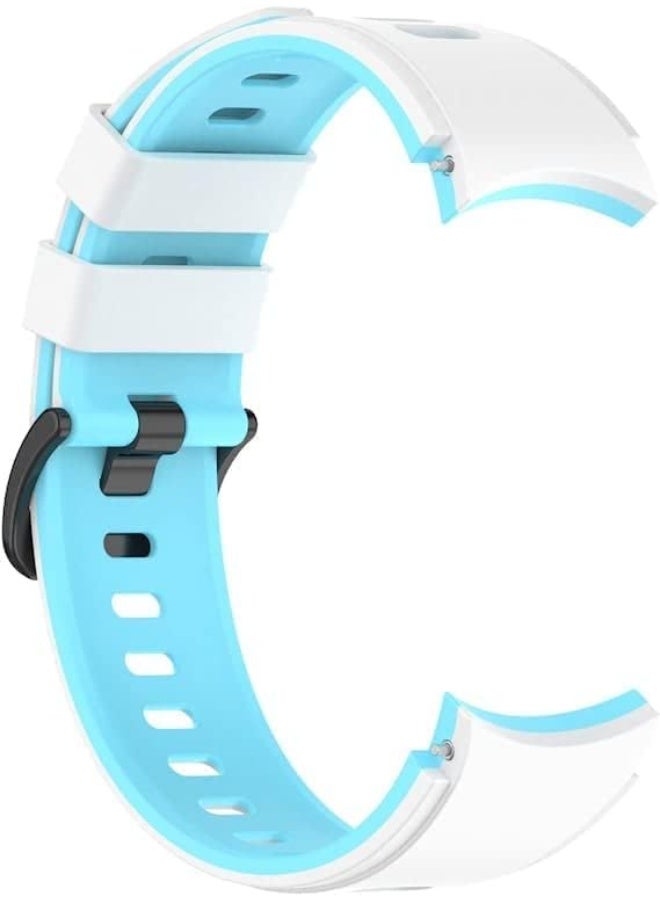 Luxury Silicone Band for Samsung Galaxy Watch 4/4 Classic Actie 2/Actie (40mm) Watch 3 (41mm, 42mm, 40mm) and Gear S2 Classic (Light Blue White) - Image 5