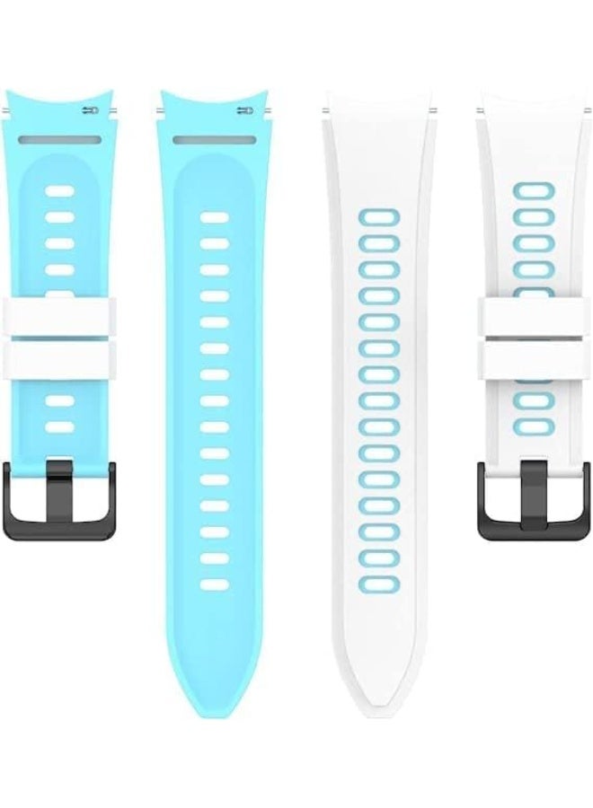 Luxury Silicone Band for Samsung Galaxy Watch 4/4 Classic Actie 2/Actie (40mm) Watch 3 (41mm, 42mm, 40mm) and Gear S2 Classic (Light Blue White) - Image 4