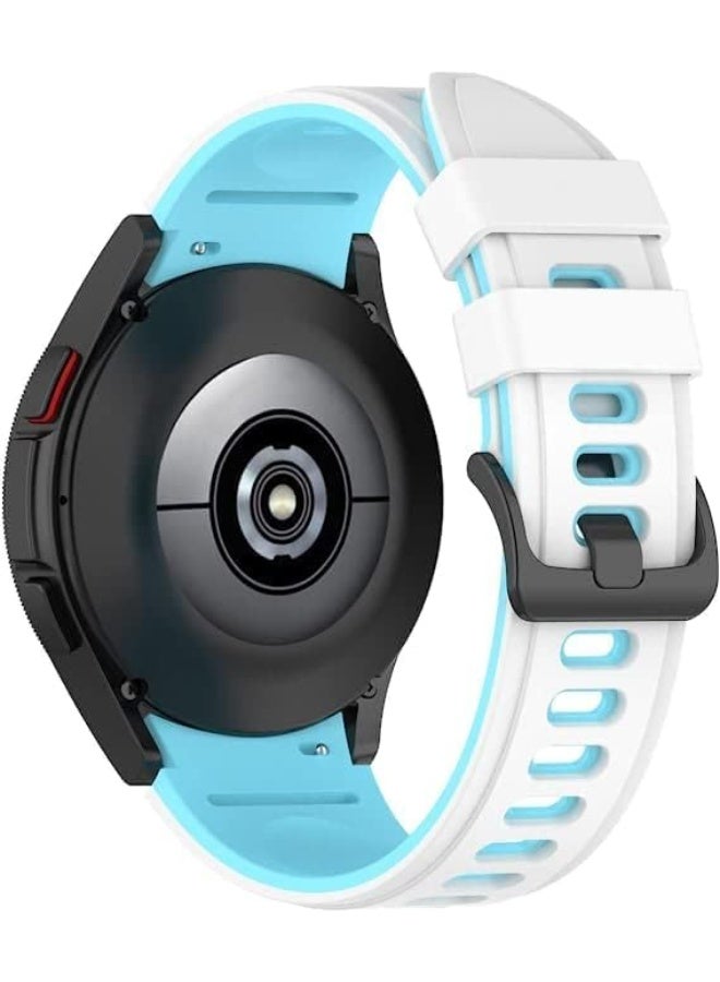 Luxury Silicone Band for Samsung Galaxy Watch 4/4 Classic Actie 2/Actie (40mm) Watch 3 (41mm, 42mm, 40mm) and Gear S2 Classic (Light Blue White) - Image 2