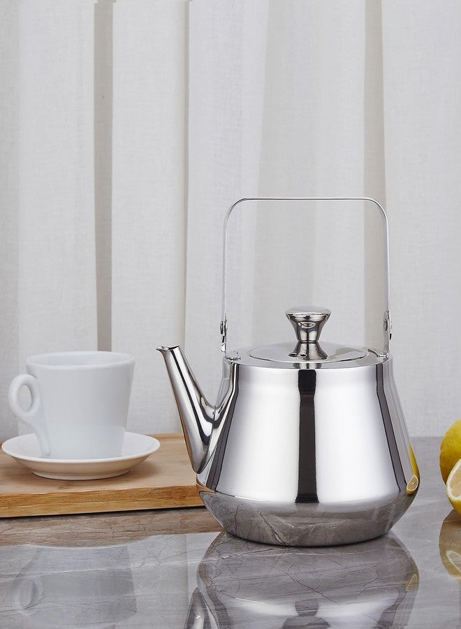 SANQIAHOME إبريق شاي من الفولاذ المقاوم للصدأ من سانكيا هوم بسعة 2.1 كوارت مع مصفاة، بتصميم عصري وبسيط. - Image 2