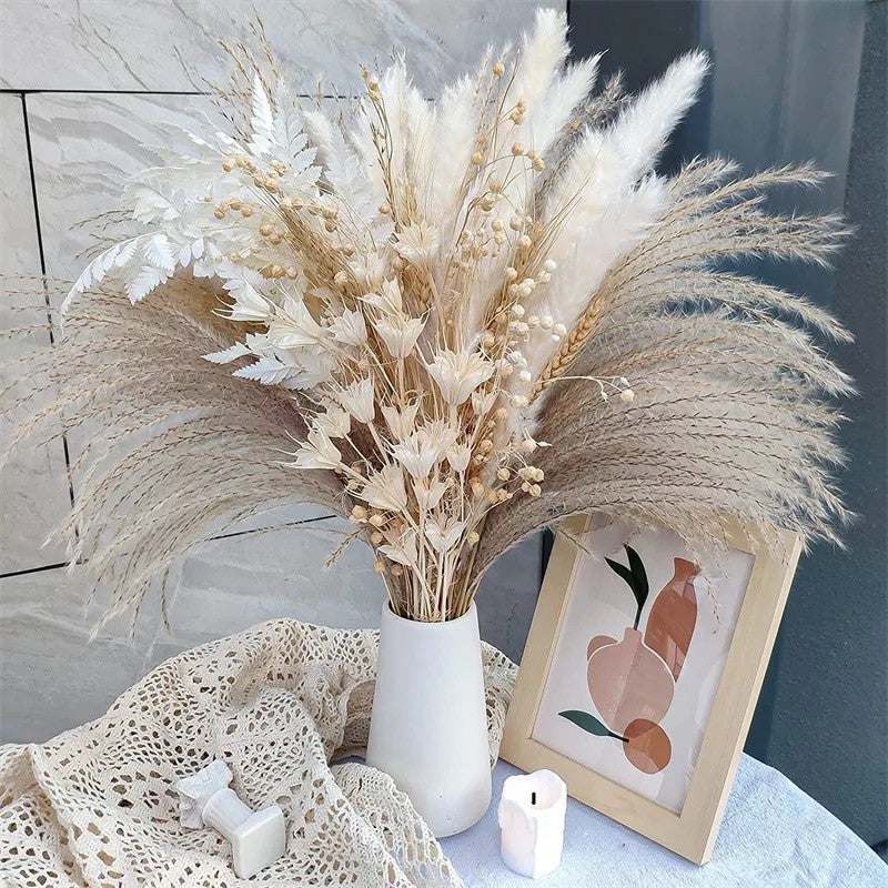 Y&D G43 Pampas Grass Bouquet, 80pcs Natural Dried Phragmites Flowers for Wedding Home Decor, Valentine's Day Christmas Dried Plants - Image 4