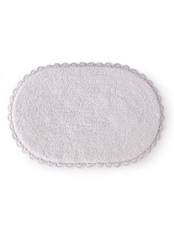 SASHAA WORLD Reversible Tufted Oval Shaped White Bathmat | Bathmat for Living Room, Bathroom, Kitchen, Bedroom, Indoor & Outdoor | 40X60 Cm - Image 4