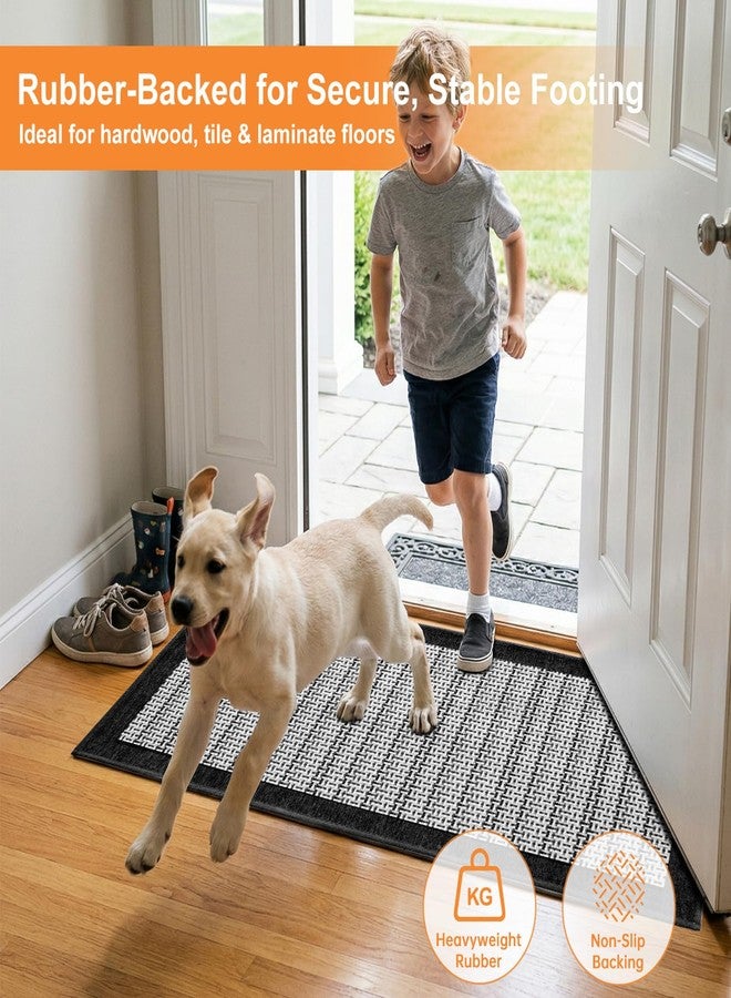 eqivei Kitchen Rugs, Non Slip Washable Kitchen Mat Set of 2, 47"x20"+31"x20", Absorbent Runner Rugs with Rubber Backing for Front of Sink, Kitchen Floor, Laundry Room (Black) - Image 3