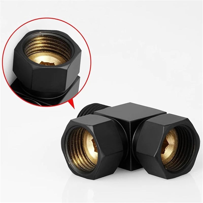 Black Brass G1 2 Three Way Splitter Live Connection Faucet One In Two Out Water Pipe Fitting - Image 4