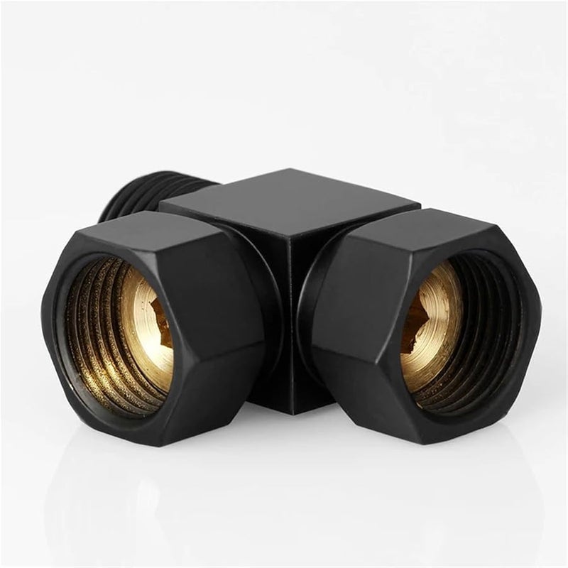 Black Brass G1 2 Three Way Splitter Live Connection Faucet One In Two Out Water Pipe Fitting - Image 3
