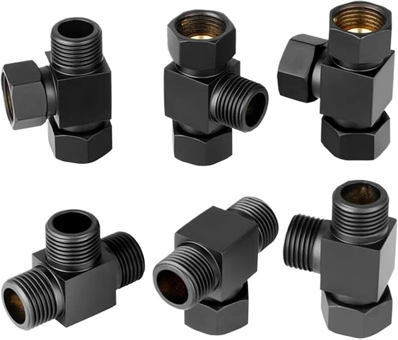 Black Brass G1 2 Three Way Splitter Live Connection Faucet One In Two Out Water Pipe Fitting - Image 2