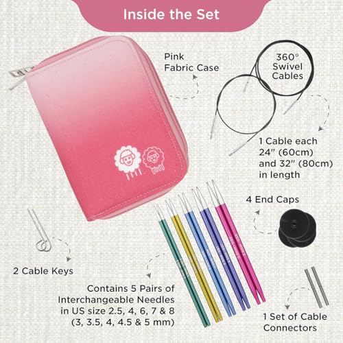 KnitPro Zing Starter Interchangeable Needle Set 5 13cm 5 US Sizes 25 to 8 - Image 3