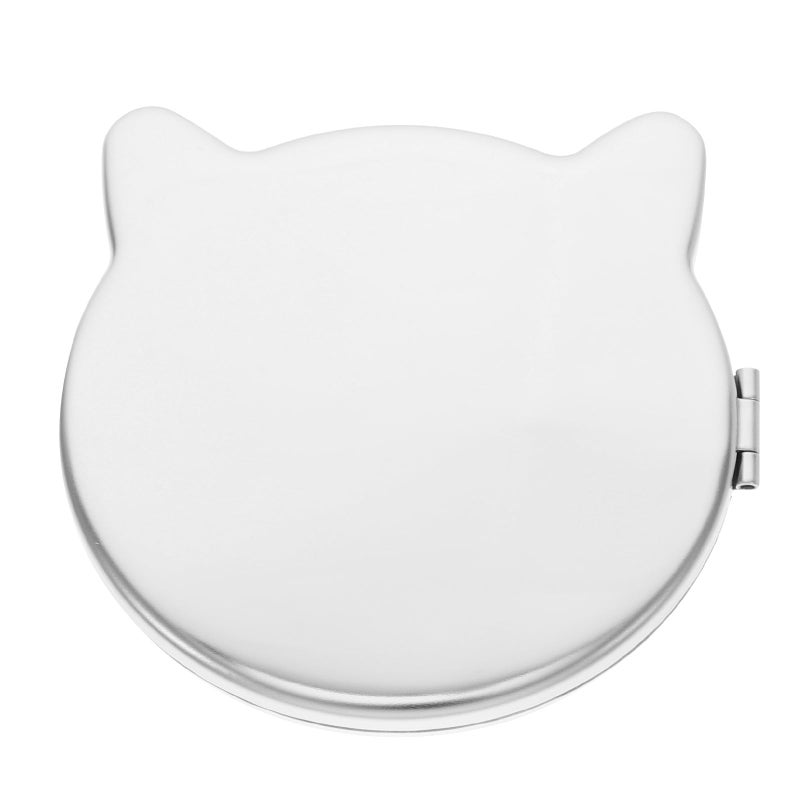 Dual Sided Stainless Steel Folding Travel Mirror Cat Shape 68x65mm Portable - Image 2