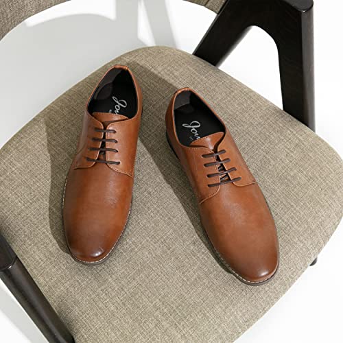 Jousen Men's Oxford Plain Toe Brown Dress Shoes Leather Classic Business Formal Derby Shoes(A5A098 Brown 9.5) - Image 5