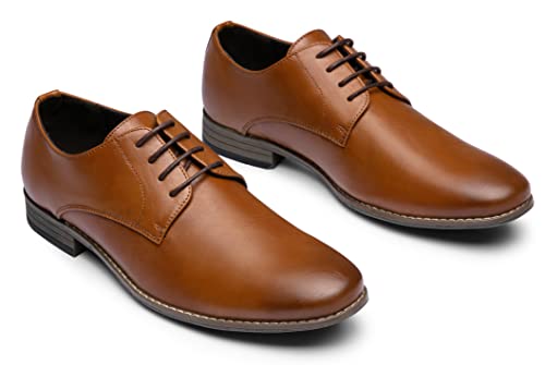 Jousen Men's Oxford Plain Toe Brown Dress Shoes Leather Classic Business Formal Derby Shoes(A5A098 Brown 9.5) - Image 3