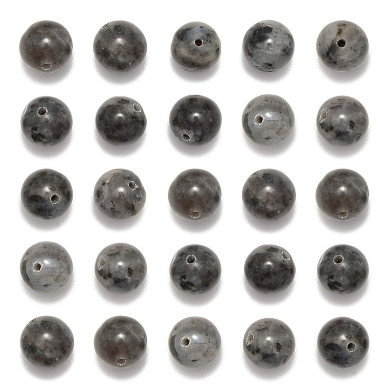 200PCS 8mm Black Larvikite Beads 8mm Natural Stone Round Loose Stone Beads for Jewelry Making DIY Crafts Design Black Larvikite 8mm 200Beads