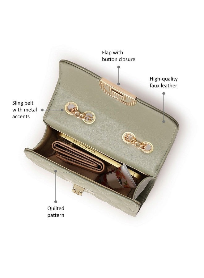 Fastrack Quilted Sling Bag for Girls, Ladies and Women | with Semi Metal Chain Strap and Golden Push Lock | Ladies Purse Handbag | Slings for Casual Carry - Image 3